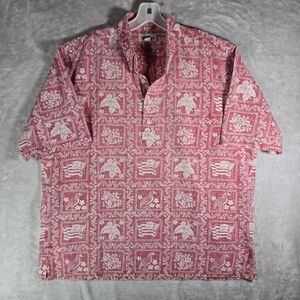 Reyn Spooner Lahaina Sailor Hawaiian Shirt Print Red Mens Size XL Reverse Print